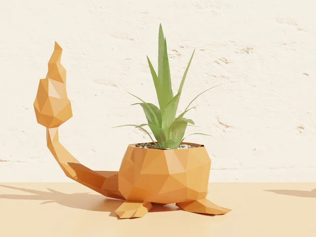 Charmander low poly Pokémon bloempot