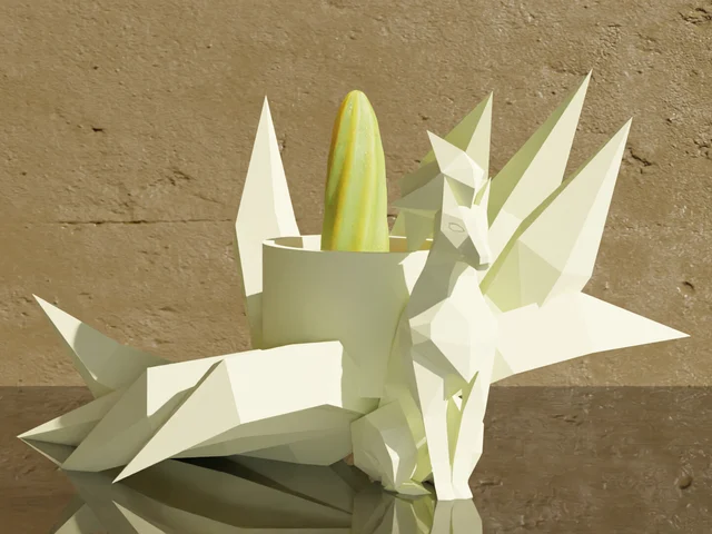 Ninetales low poly Pokémon bloempot