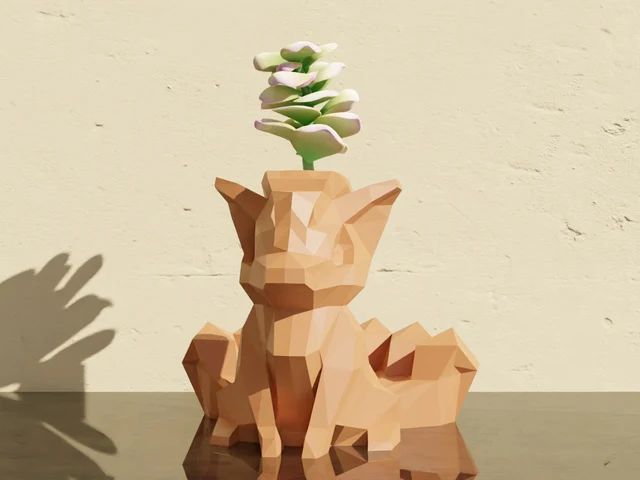Vulpix low poly Pokémon bloempot
